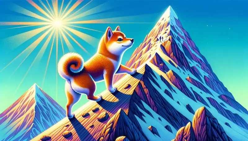 Doge going up a mountain