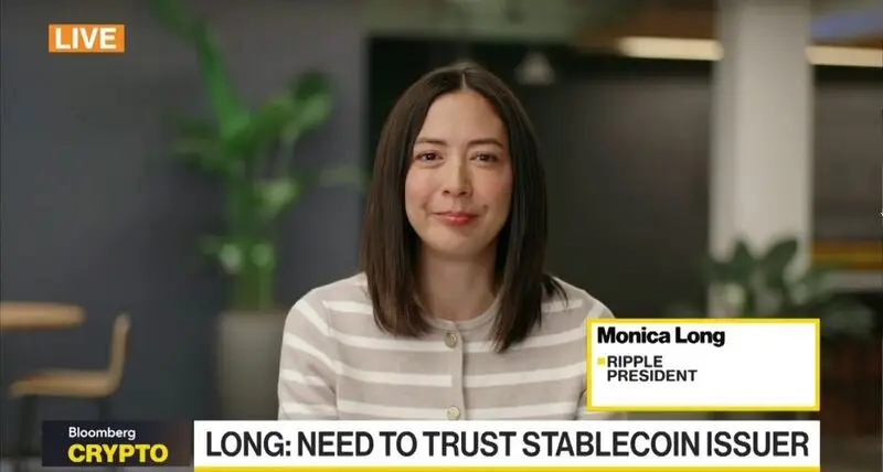 Monica Long discussing RLUSD expansion on Bloomberg Crypto