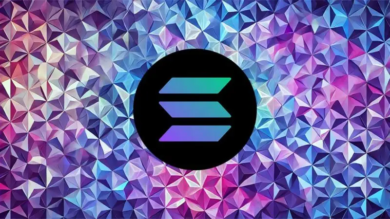 Solana cryptocurrency Logo on Geometric Background