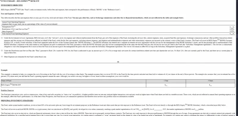 Fund Summary document REX-OSPREYTM BONK ETF