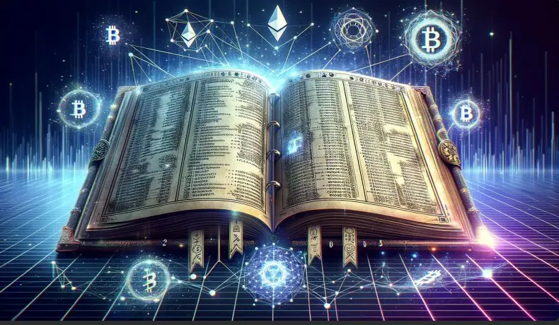 a public record book used in cryptocurrency networks to track all transactions