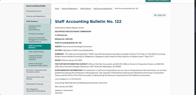 Staff Accounting Bulletin No. 122