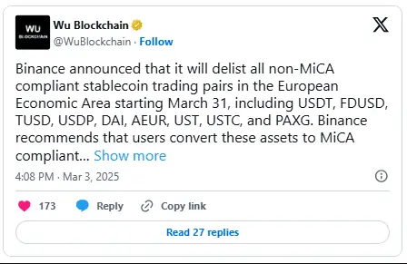 Wu Blochain mica Binance