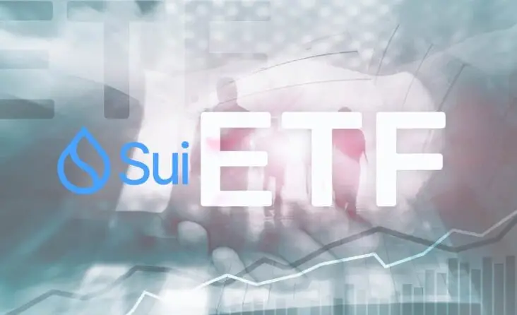 Conceptual illustration of Sui ETF with price chart overlay