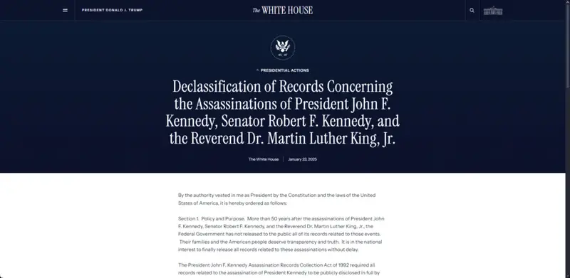 Presidential order on JFK files declassification