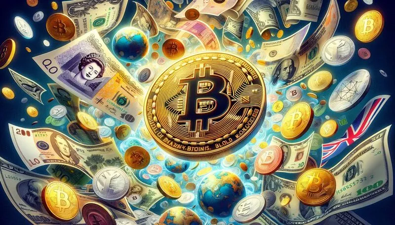 bitcoin coins floating