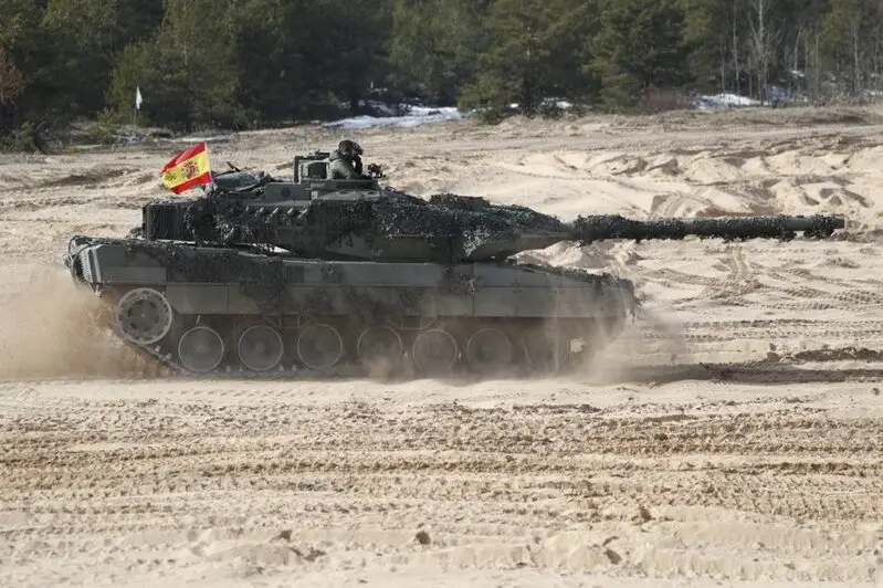 Spanish Army tank operations during military exercises