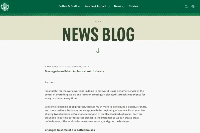 Starbucks News Blog Message