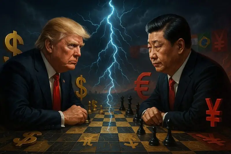 Trump vs Xi playing chess de-dollarization