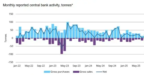 Chart Monthly reported central bank activity in tonnes