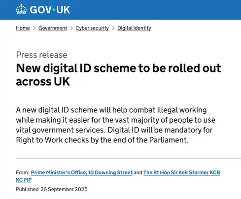Government press release on digital ID rollout
