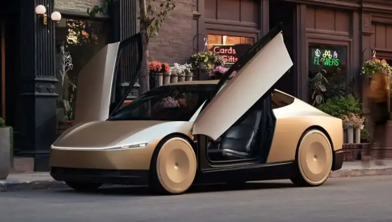 Tesla robotaxi on the street